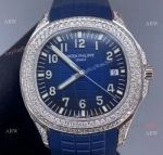 3k Factory Patek Philippe Aquanaut Blue Dial Diamond Bezel Watch 42mm High Copy